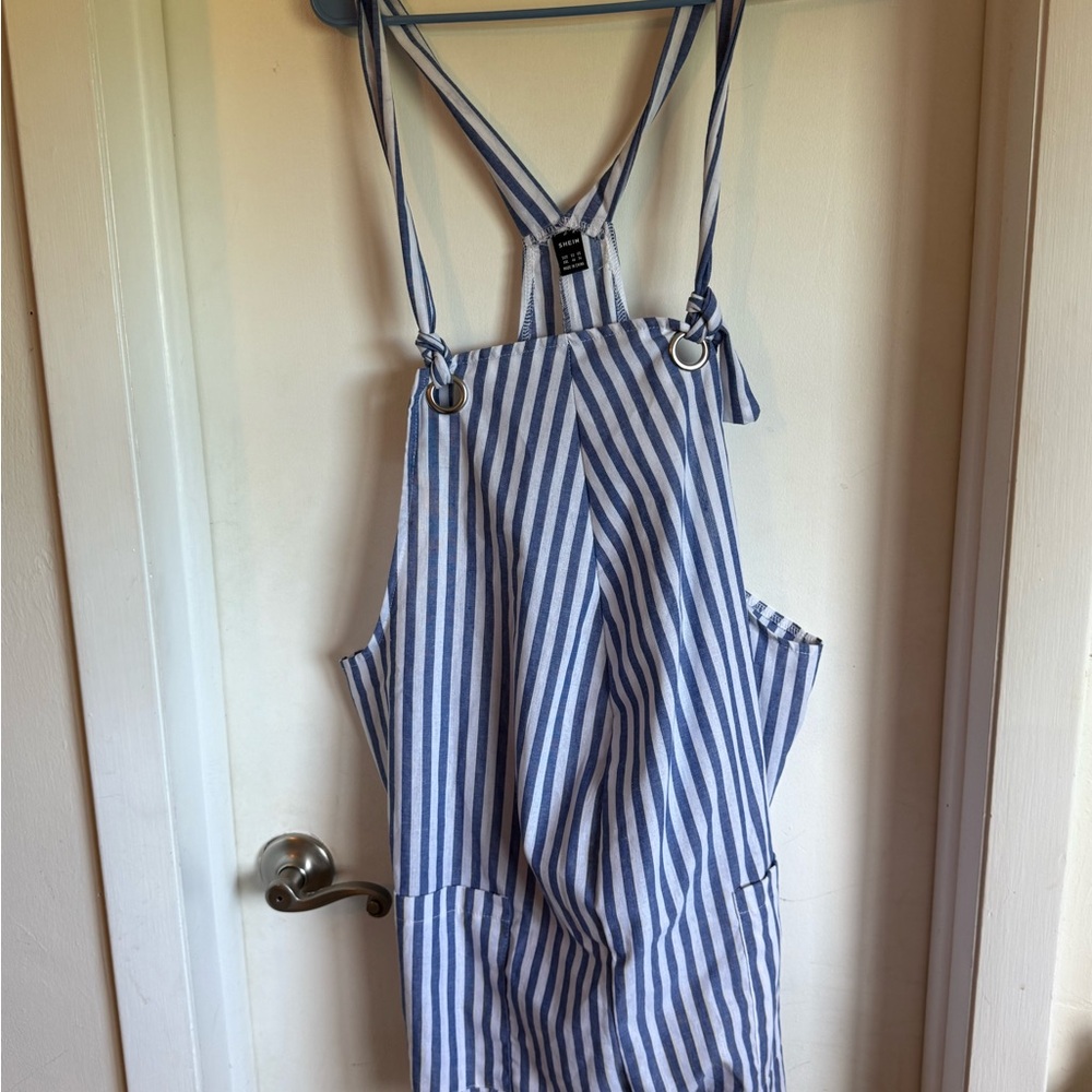 Striped Blue maternity Overalls